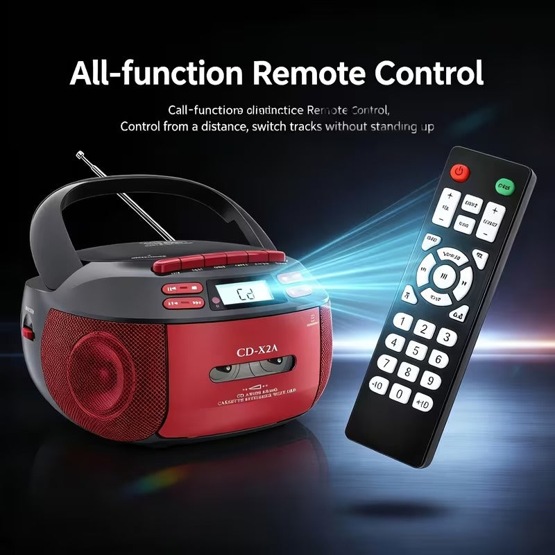Portable CD Boombox – Cassette Player & Recorder with AM/FM Radio
