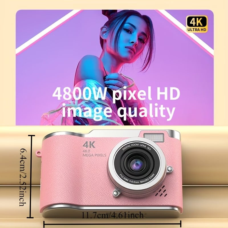 4K Digital Camera for Vlogging – 2.4" Flip Screen & 18x Digital Zoom
