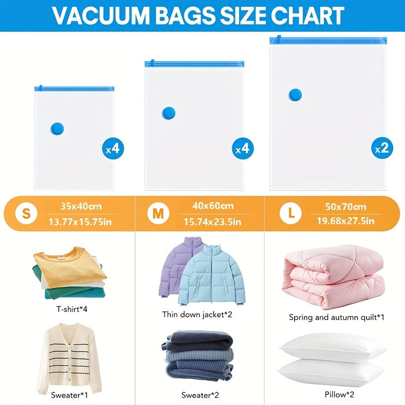 10-Pack Space Saving Vacuum Storage Bags with Hand Pump