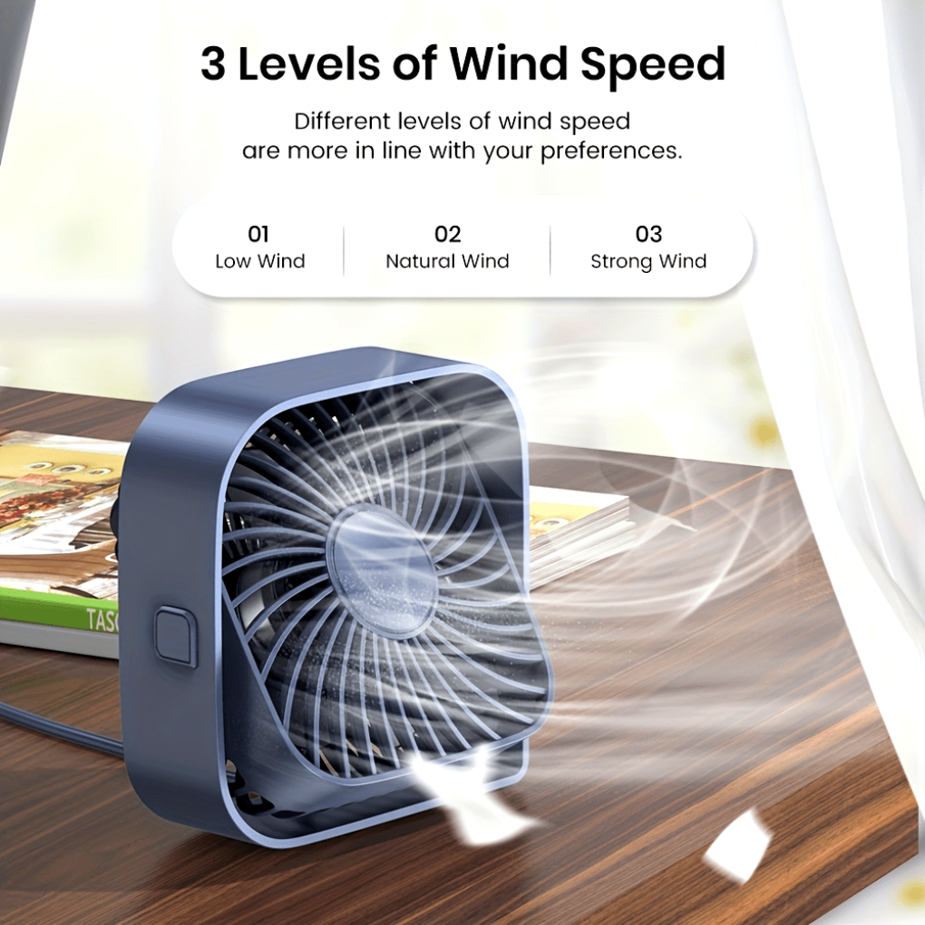 USB Desk Fan Portable Mini Fan – Quiet Cooling Fan for Home, Travel & Camping