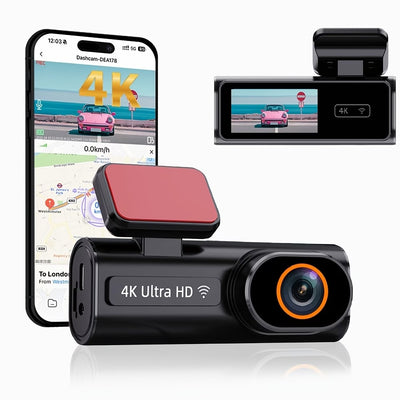 4K Ultra HD Dash Cam for Cars – WiFi, GPS, 64GB Storage, Built-in Screen & G-Sensor Dash Camera