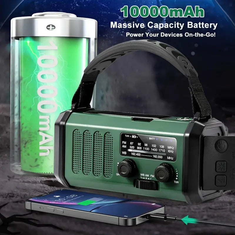 Emergency Radio with Power Bank – 10000mAh & Flashlight