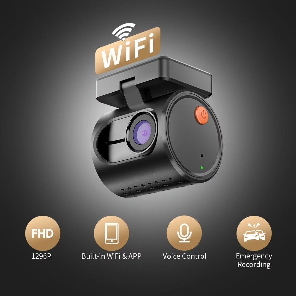 Mini WiFi Dash Cam for Cars – Voice Control, 24H Parking Monitor & Wireless Video Recording