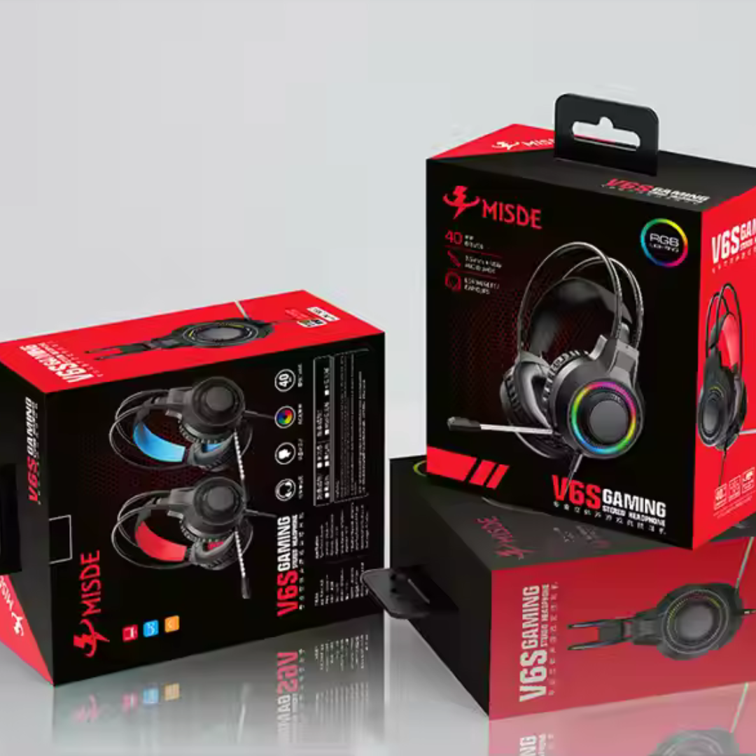 USB Gaming Headset – Noise-Cancelling Mic, LED Lights, Surround Sound, PC & Console Compatible