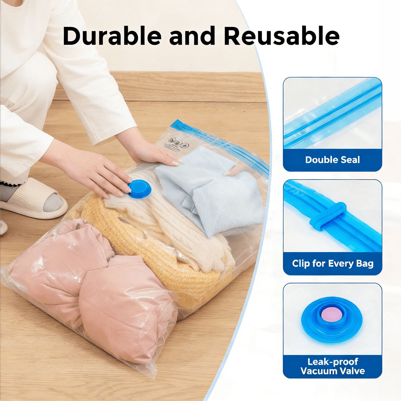 10-Pack Space Saving Vacuum Storage Bags with Hand Pump