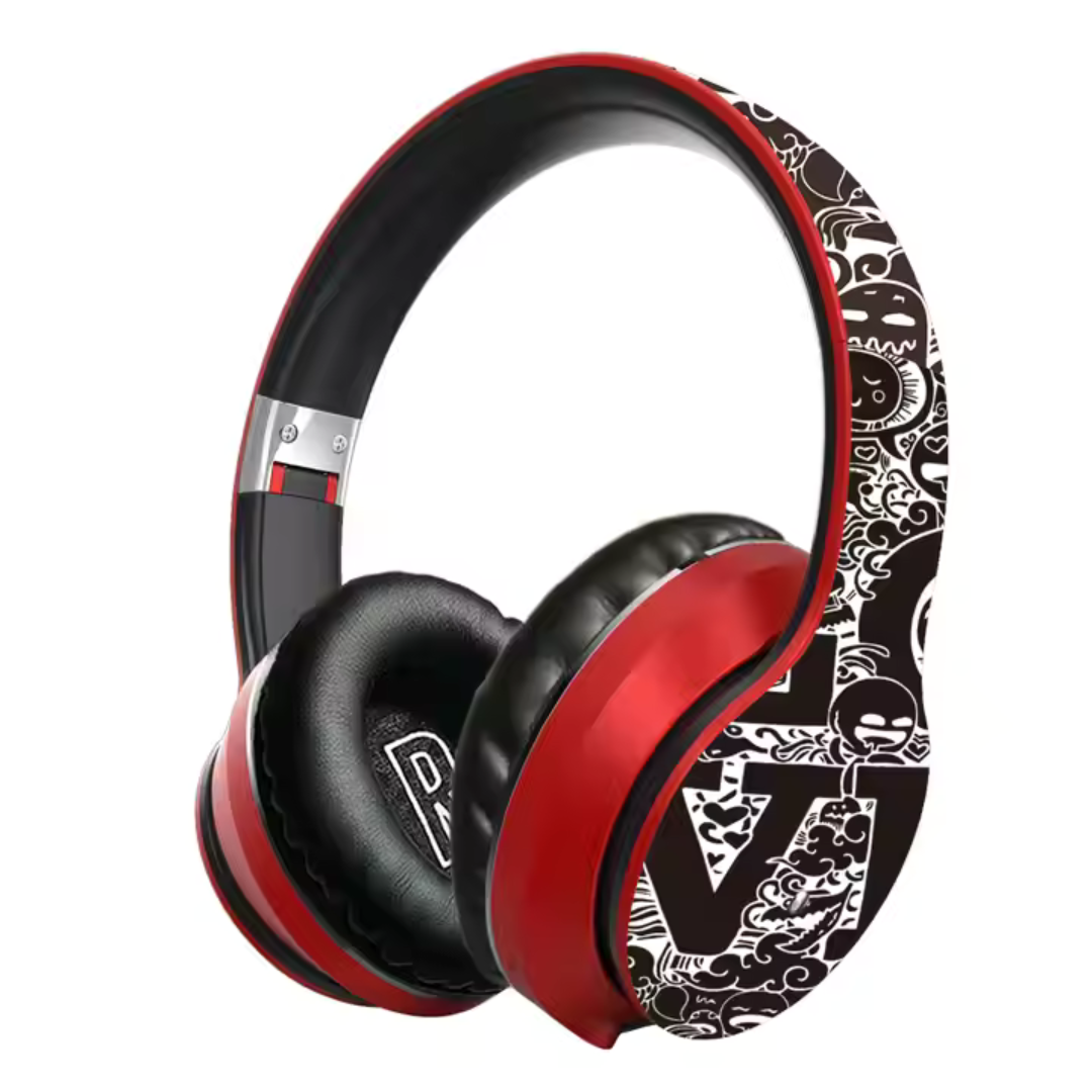 Bluetooth Wireless Headphones – DJ Style, Foldable, with Custom "LOVE" Graffiti Art