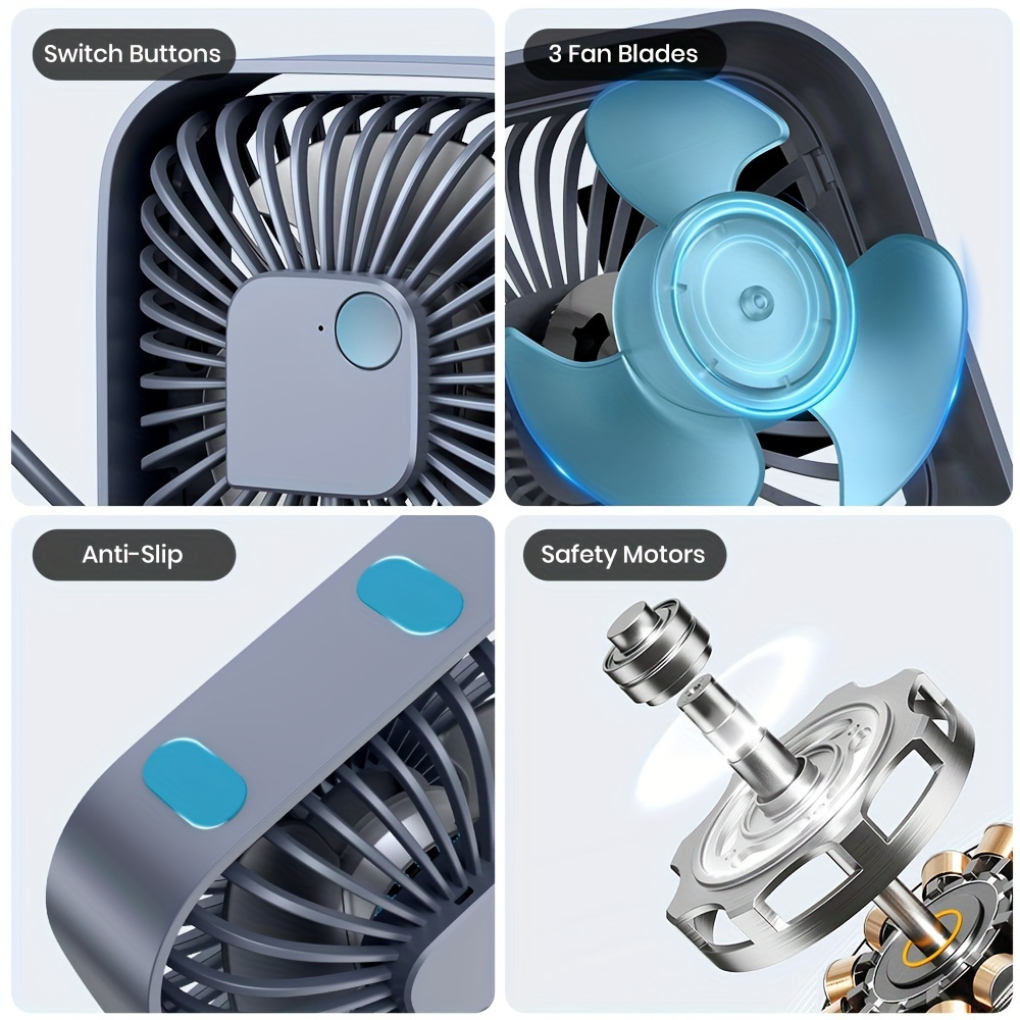 USB Desk Fan Portable Mini Fan – Quiet Cooling Fan for Home, Travel & Camping