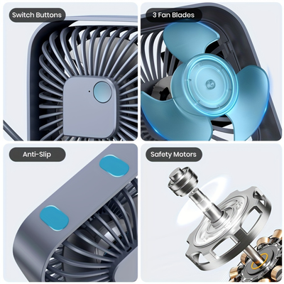 USB Desk Fan Portable Mini Fan – Quiet Cooling Fan for Home, Travel & Camping