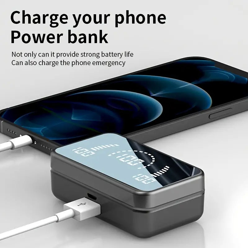 Wireless Earbuds with Power Bank – Hi-Fi Sound & LED Display Case