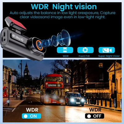 4K Ultra HD Dash Cam for Cars – WiFi, GPS, 64GB Storage, Built-in Screen & G-Sensor Dash Camera