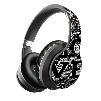 Bluetooth Wireless Headphones – DJ Style, Foldable, with Custom "LOVE" Graffiti Art