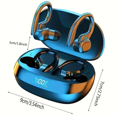 Bluetooth Sports Earbuds with Ear Hooks – Powerful Sound & LED Display Case