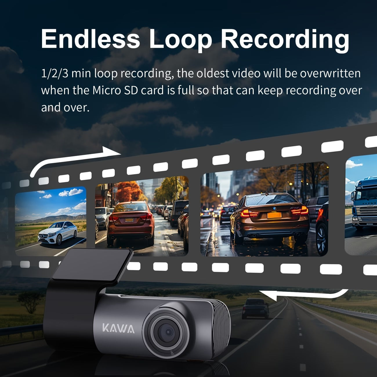 Mini 2K Dash Cam for Cars – 145° Wide Angle, Night Vision, Voice Control & 32GB Memory Card