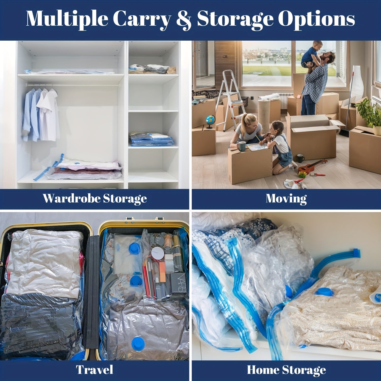 10-Pack Space Saving Vacuum Storage Bags with Hand Pump