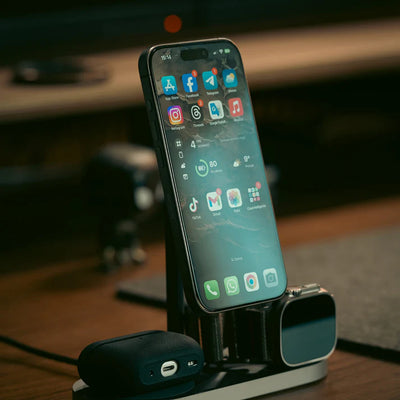 3-in-1 Wireless Charging Stand – Fast Magnetic Charger for Phone, Watch & Earbuds