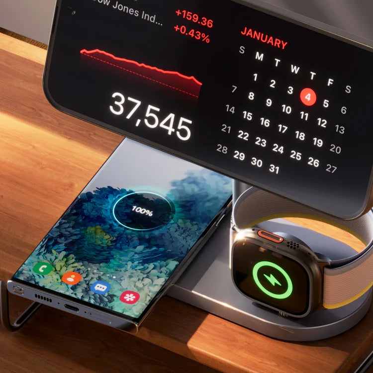 3-in-1 Wireless Charging Stand – Fast Magnetic Charger for Phone, Watch & Earbuds