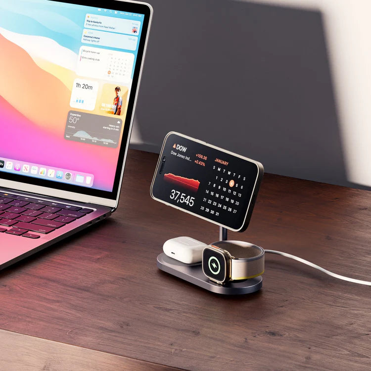 3-in-1 Wireless Charging Stand – Fast Magnetic Charger for Phone, Watch & Earbuds