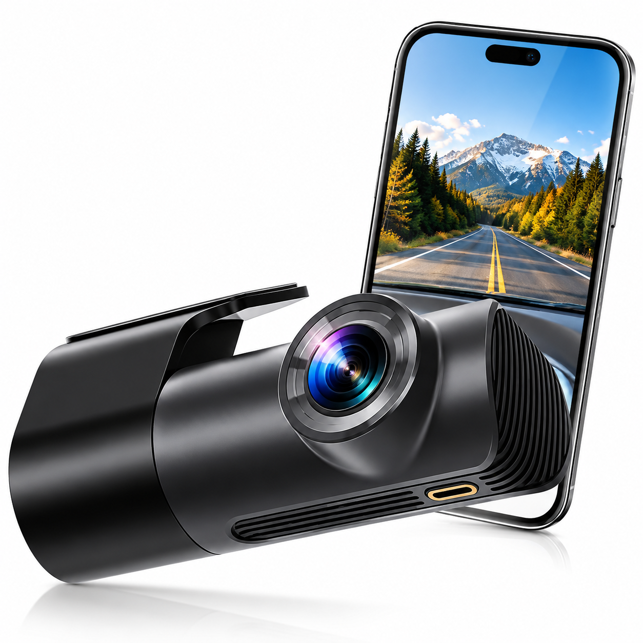 Mini 2K Dash Cam for Cars – 145° Wide Angle, Night Vision, Voice Control & 32GB Memory Card
