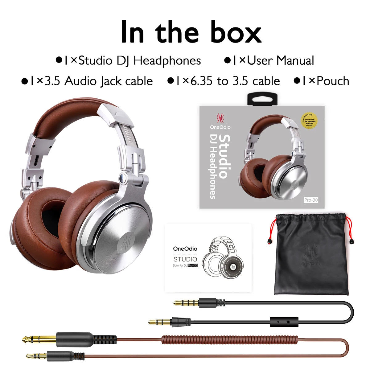 Studio DJ Headphones with Mic – Wired Over Ear Monitoring Headphones