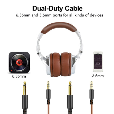 Studio DJ Headphones with Mic – Wired Over Ear Monitoring Headphones