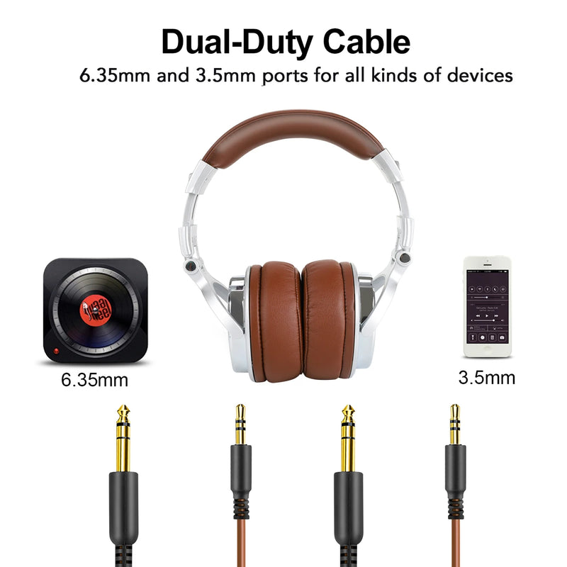 Studio DJ Headphones with Mic – Wired Over Ear Monitoring Headphones