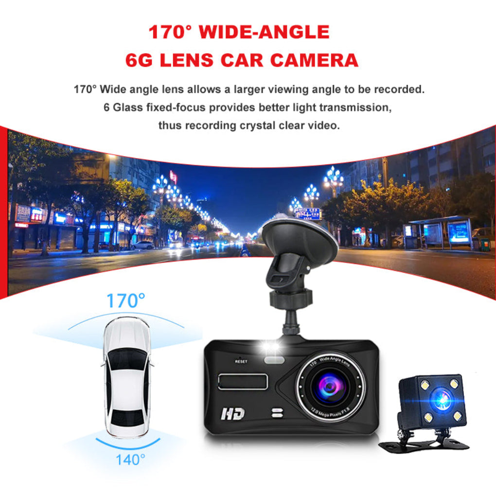 Wireless Dual Dash Camera – Front & Rear 1080P HD with Night Vision & Loop Recording
