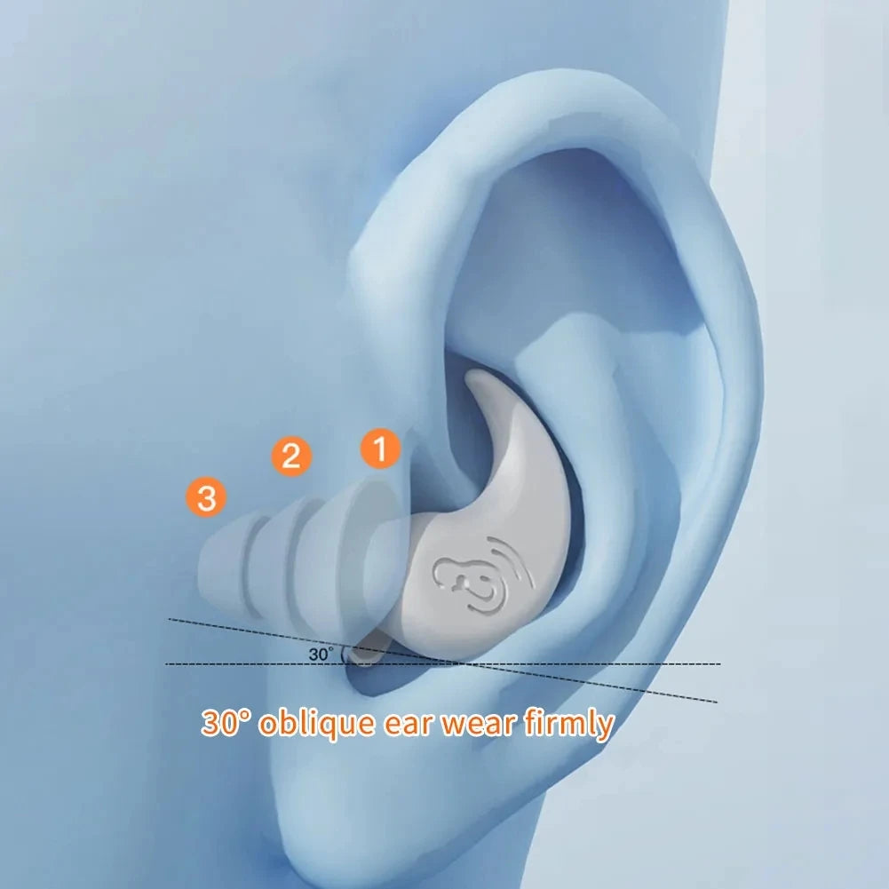 Noise Cancelling Ear Plugs for Sleep – Waterproof Reusable Silicone Earplugs