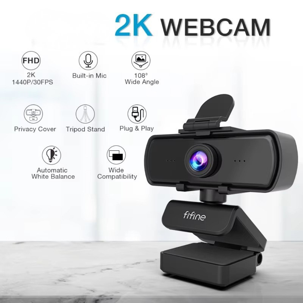 HD 1080p Webcam with USB Connection and Built-In Microphone