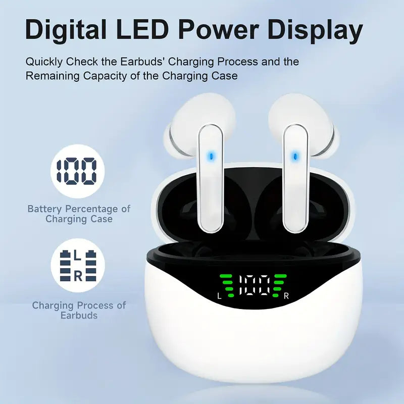 Wireless In-Ear Earbuds – Touch Control & LED Display Case