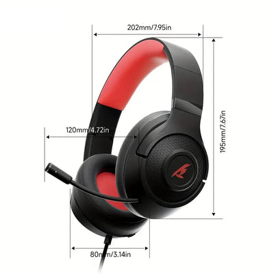 Airwatch Foldable Wired Gaming Headset – Deep Bass, Noise Cancelling Over-Ear Headphones with Mic