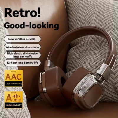 Airwatch Retro Wireless Headphones – Metal Design, HiFi Sound & Deep Bass Audio