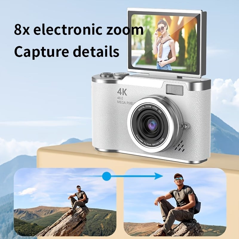 4K Digital Camera for Vlogging – 2.4" Flip Screen & 18x Digital Zoom