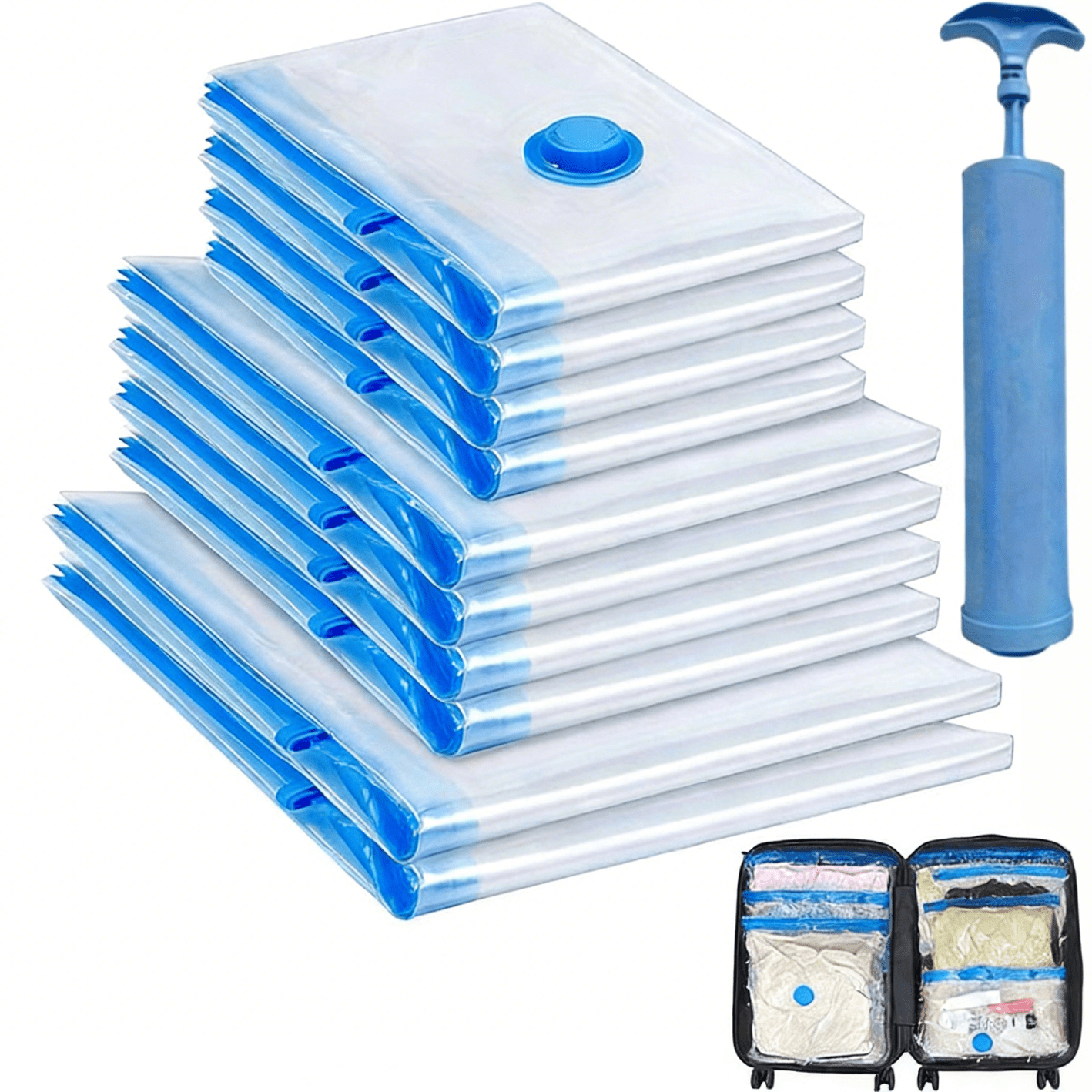 10-Pack Space Saving Vacuum Storage Bags with Hand Pump