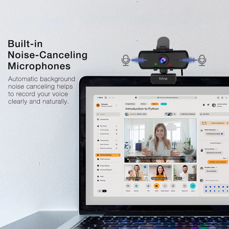 HD 1080p Webcam with USB Connection and Built-In Microphone