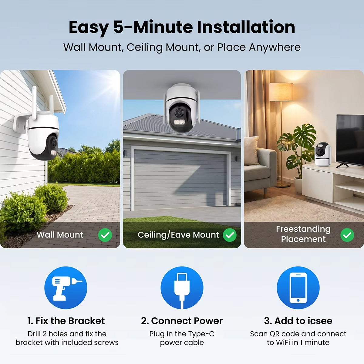 Outdoor WiFi PTZ Security Camera IP66 – 360° Night Vision & Motion Detection
