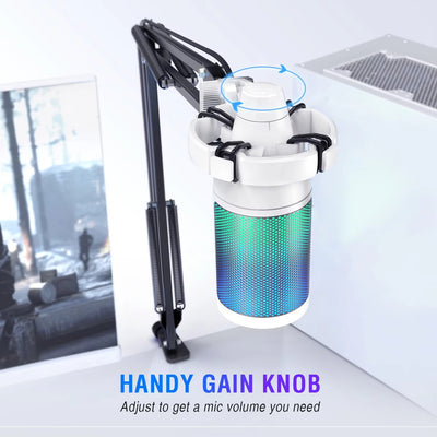 RGB USB Microphone with Boom Arm Stand – Streaming & Podcast Mic Kit