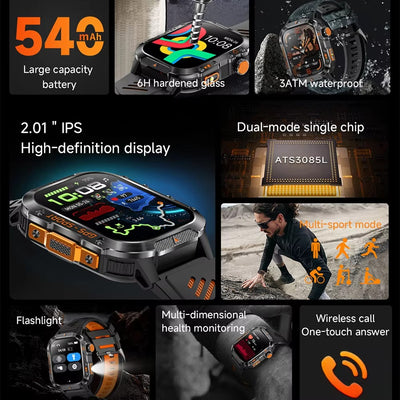 Airwatch Rugged Military Smartwatch – GPS Compass Tactical Watch for Men