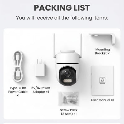 Outdoor WiFi PTZ Security Camera IP66 – 360° Night Vision & Motion Detection