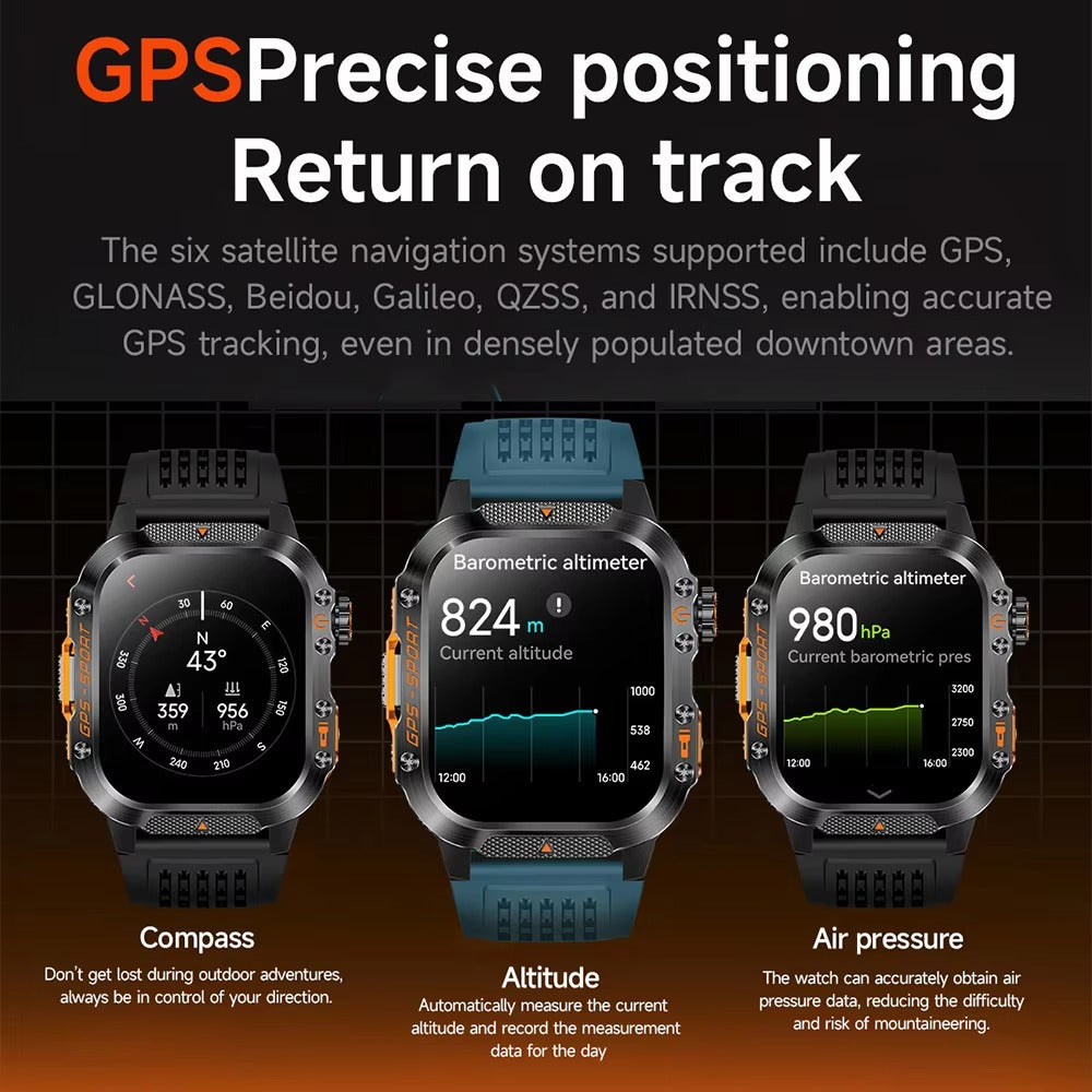 Airwatch Rugged Military Smartwatch – GPS Compass Tactical Watch for Men