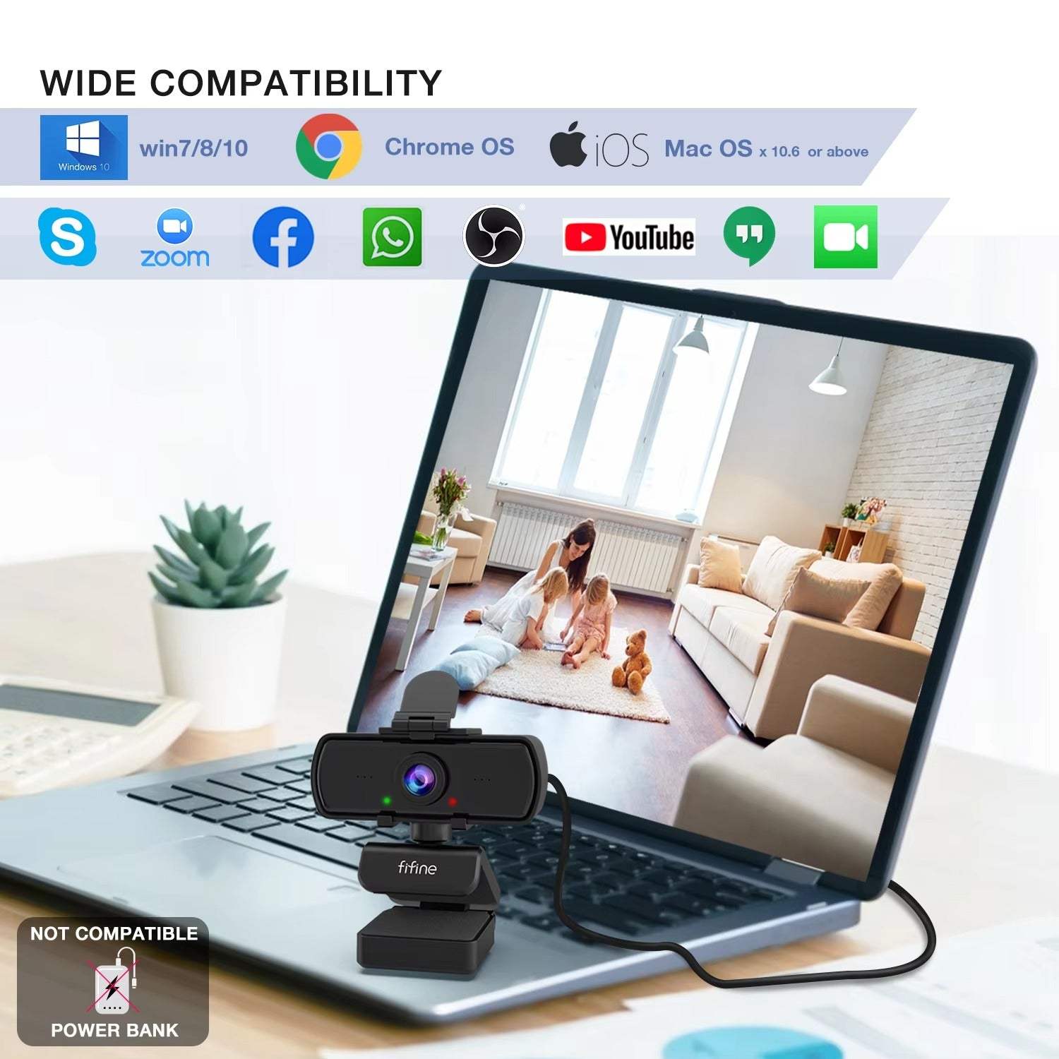 HD 1080p Webcam with USB Connection and Built-In Microphone