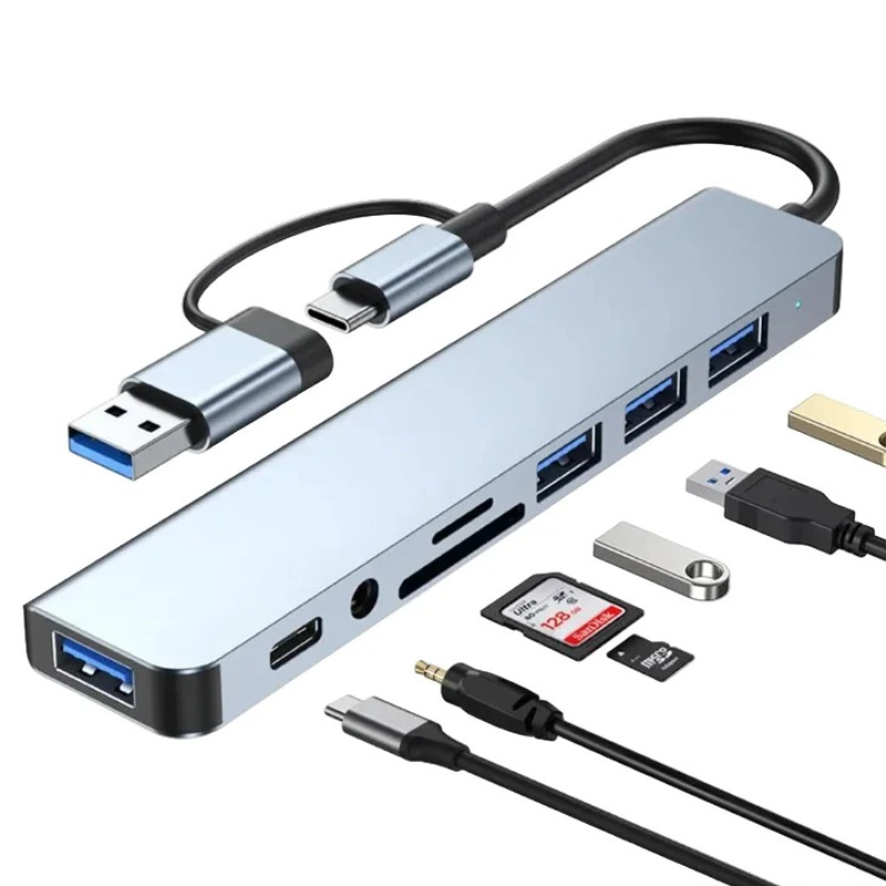 8-in-1 USB-C Hub – Multiport Adapter with HDMI, USB & Charging for Laptop