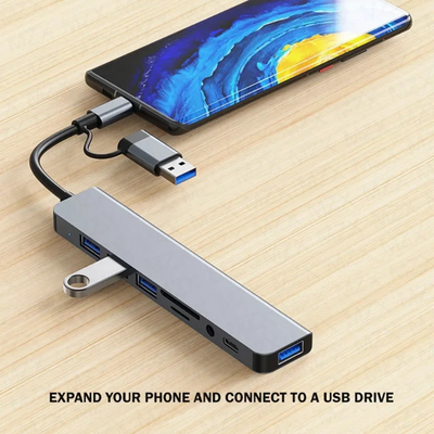 8-in-1 USB-C Hub – Multiport Adapter with HDMI, USB & Charging for Laptop