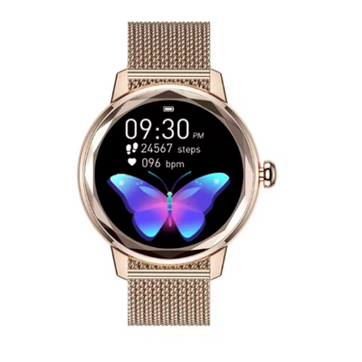 Women’s Elegant Smartwatch Fitness Tracker – Heart Rate Monitor with Mesh Strap