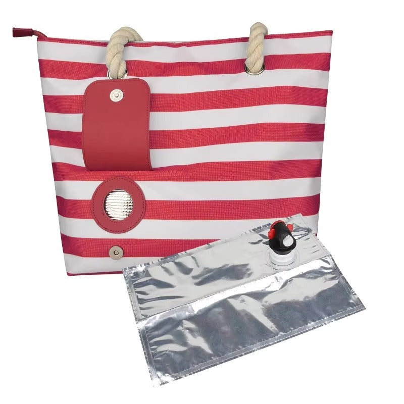 Insulated Cooler Tote Bag with Built-In Drink Dispenser
